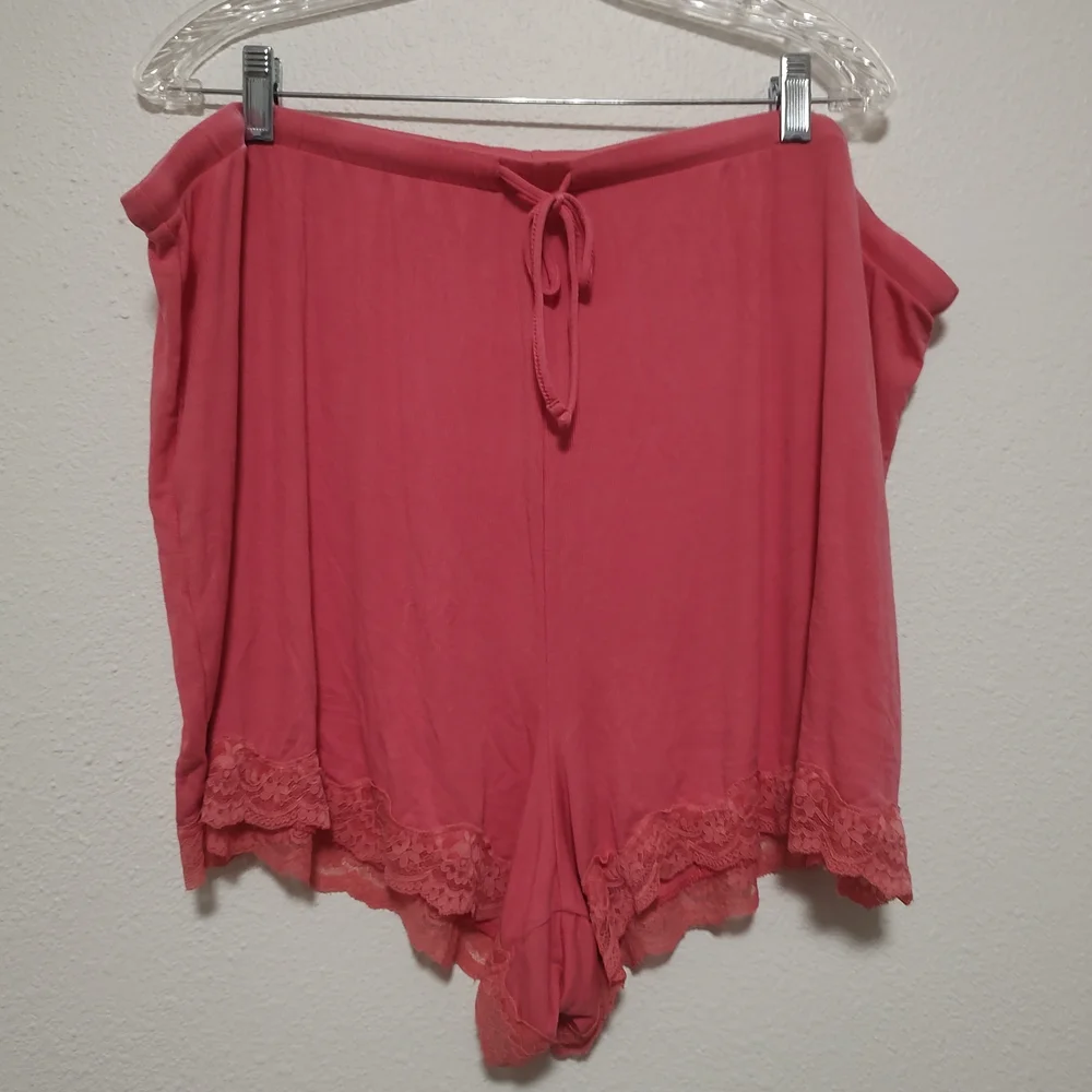 Auden Pink Tank Top & Tie Waist Shorts Lace Accent Sleep Lounge Set Size 3X - Picture 10 of 15